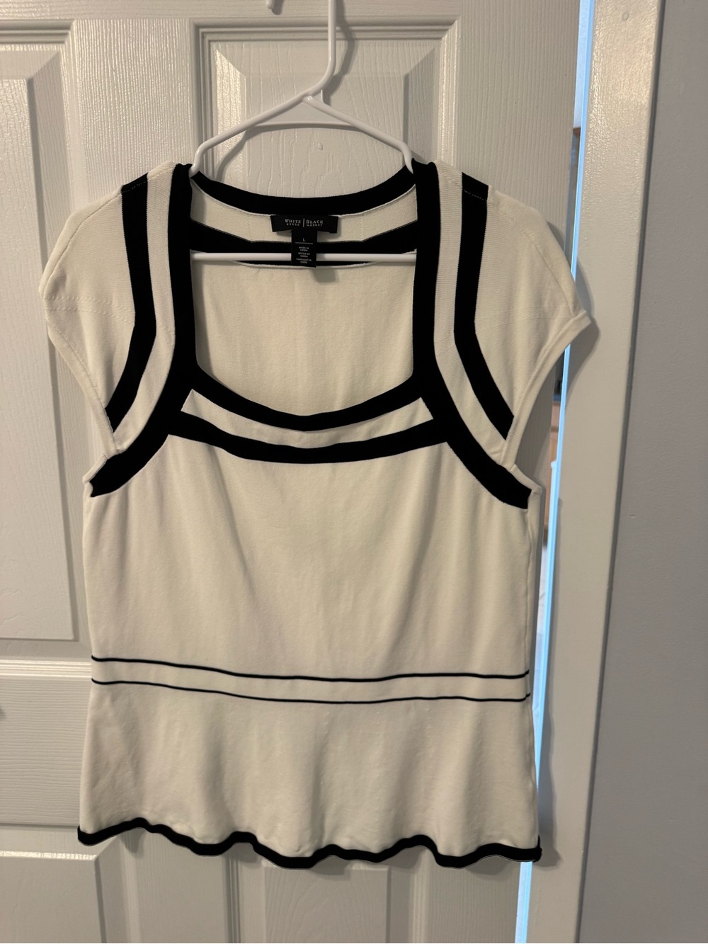 White House Black Market White Tank with Black Trim